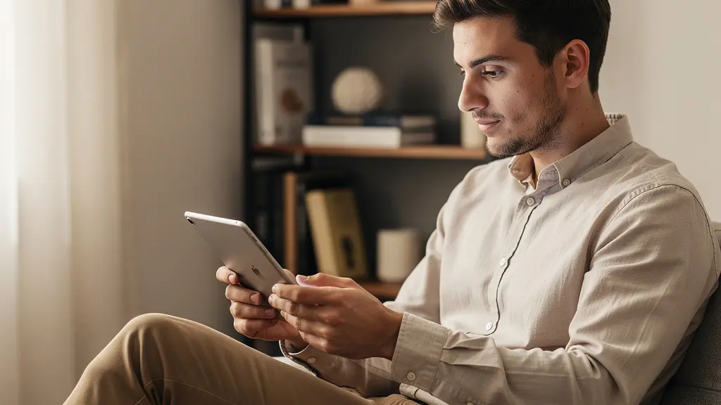 Emprunteur consultant un courtier immobilier via tablette